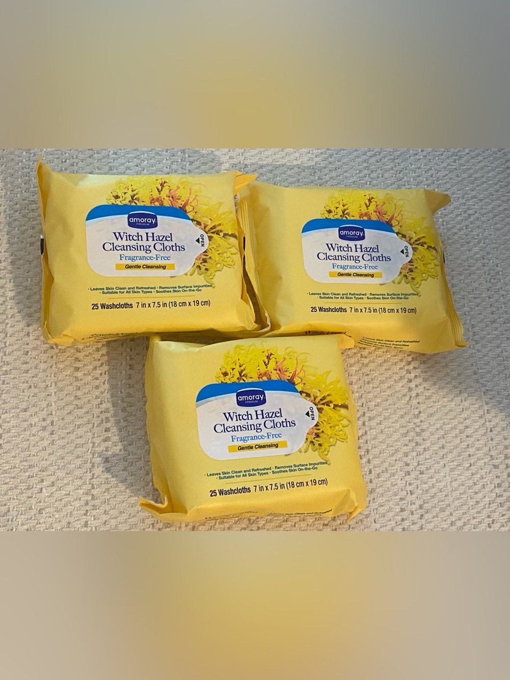 Amoray Premium Witch Hazel
Cleansing Cloths wipes skin care 3 pack
